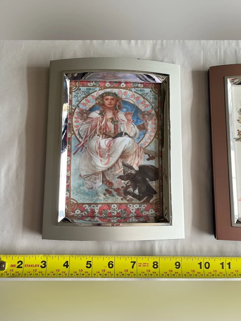 Silver & Rose Tone Resin Picture Photo Frames w/ Fine Art Prints-Set of 2